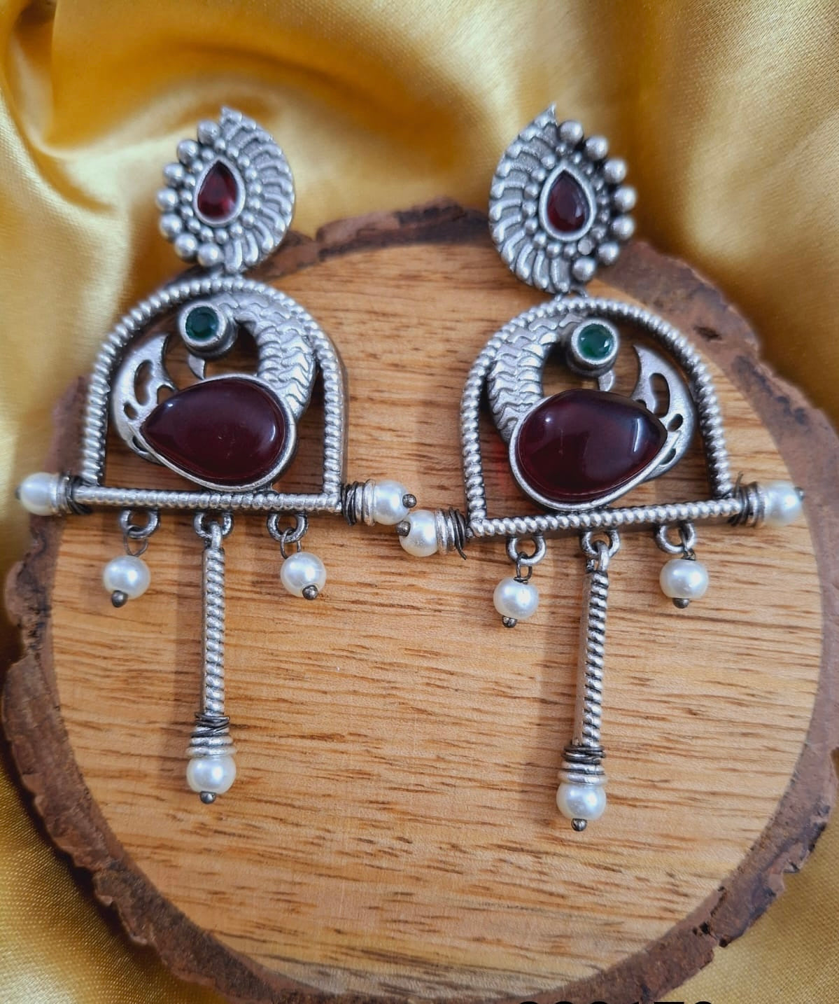 Antique Oxidised Peacock Earrings