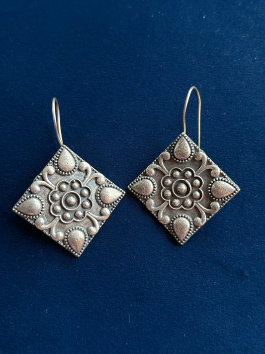 Floral Square Drop Earrings