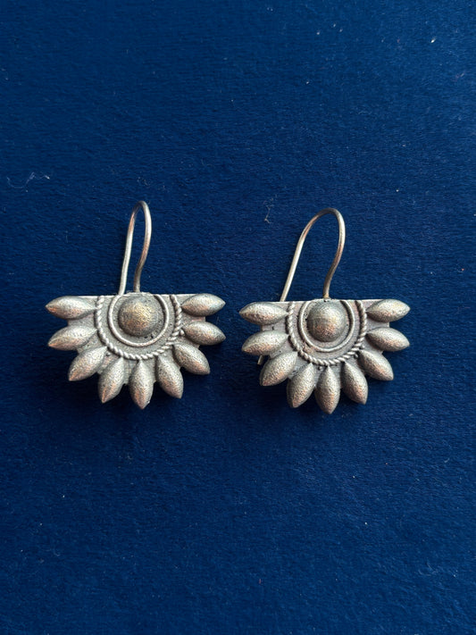 Oxidized Silver Floral Mandala Earrings