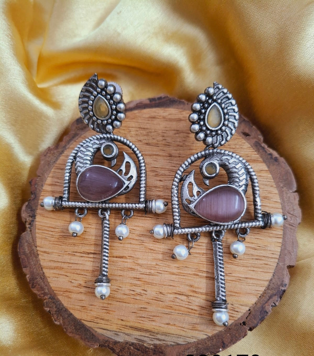 Antique Oxidised Peacock Earrings