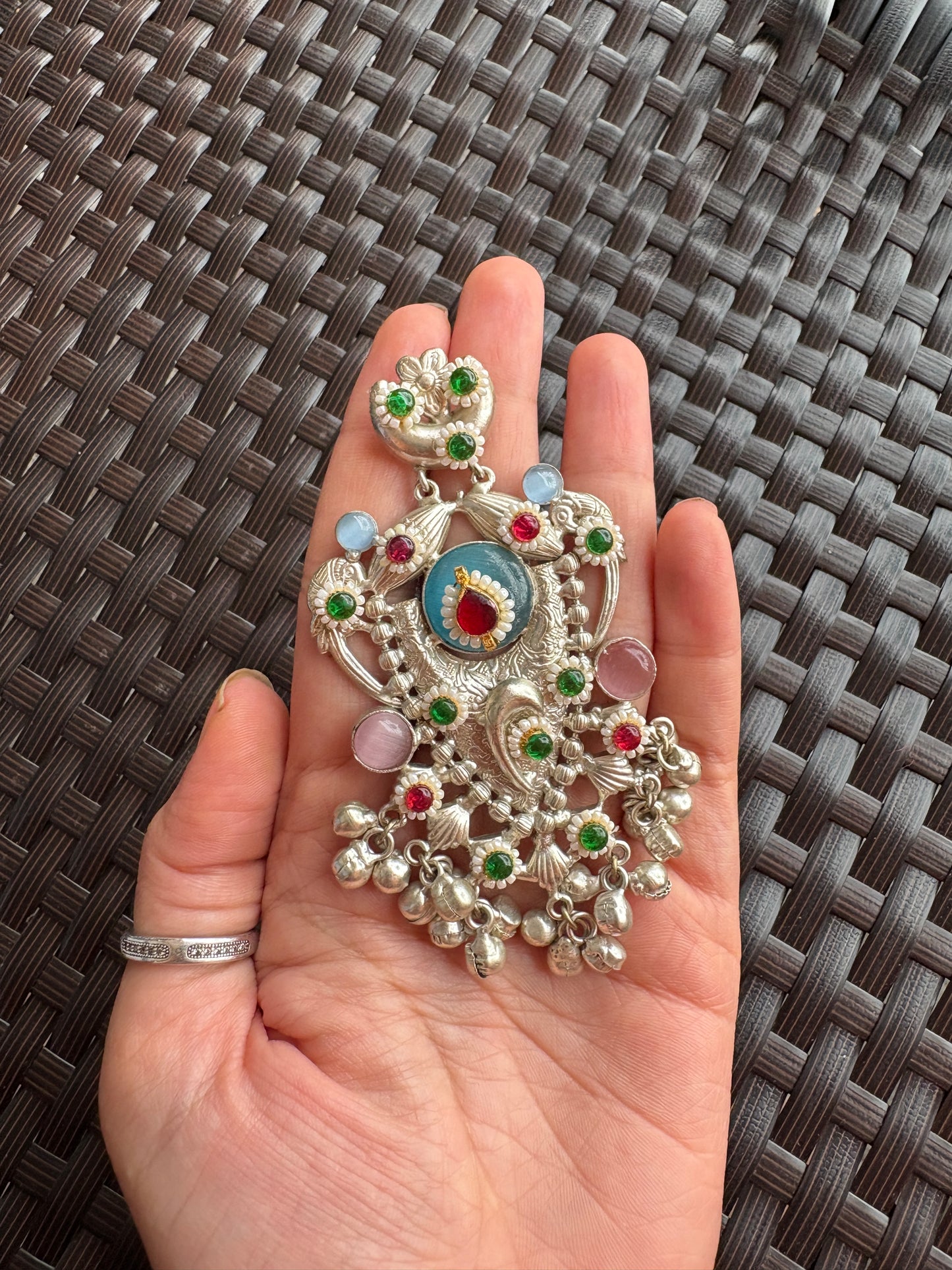 Antique Oxidized Temple Jhumka Earrings