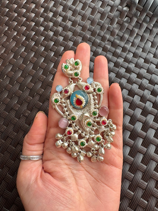 Antique Oxidized Temple Jhumka Earrings