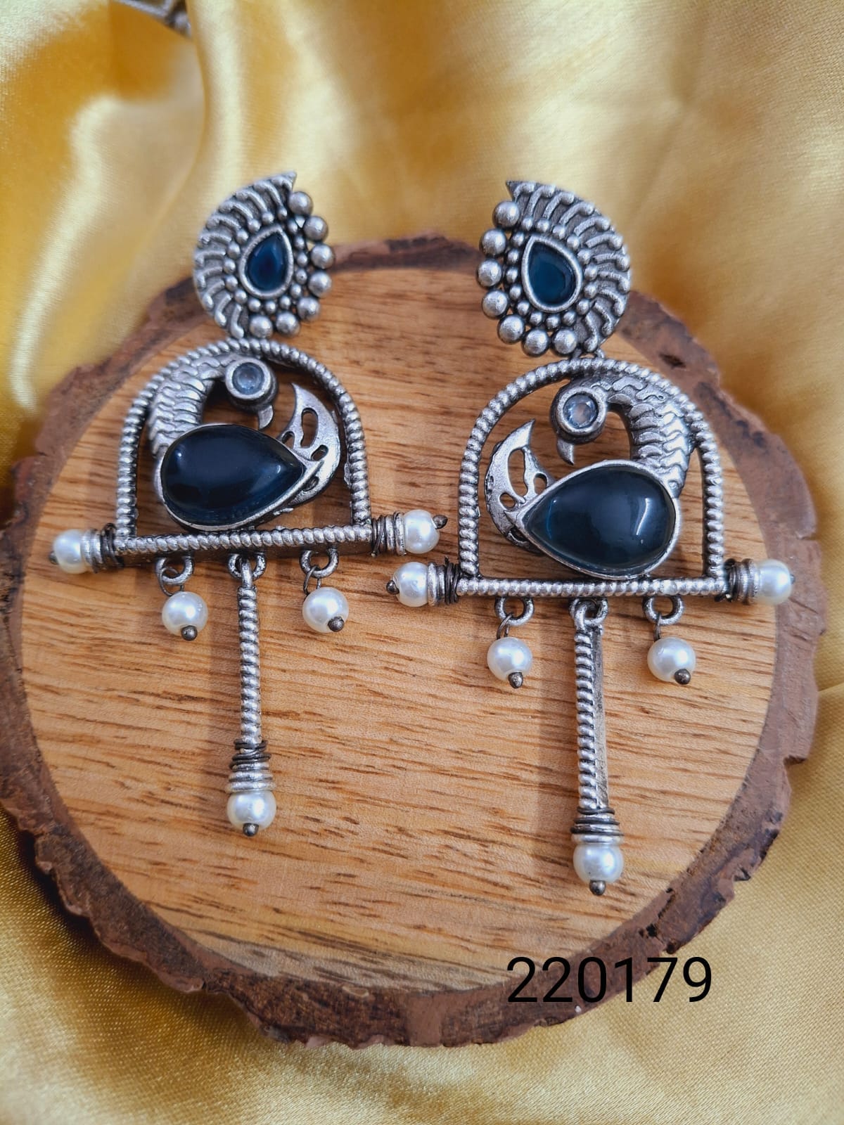 Antique Oxidised Peacock Earrings