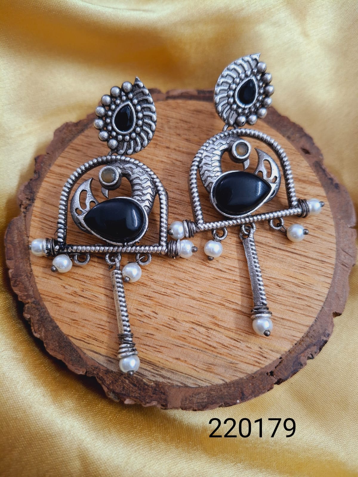 Antique Oxidised Peacock Earrings