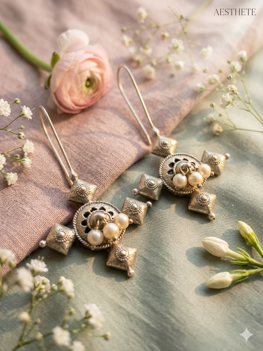 oxidised-silver-pearl-drop-earrings