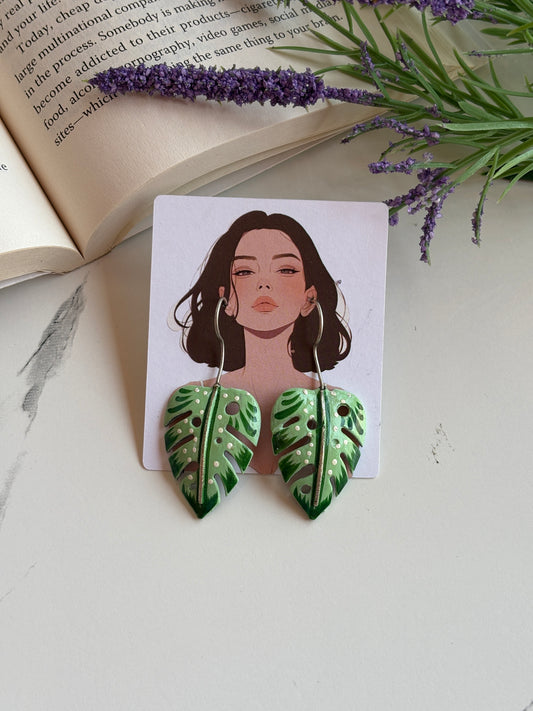 Leaf drop oxidised earrings