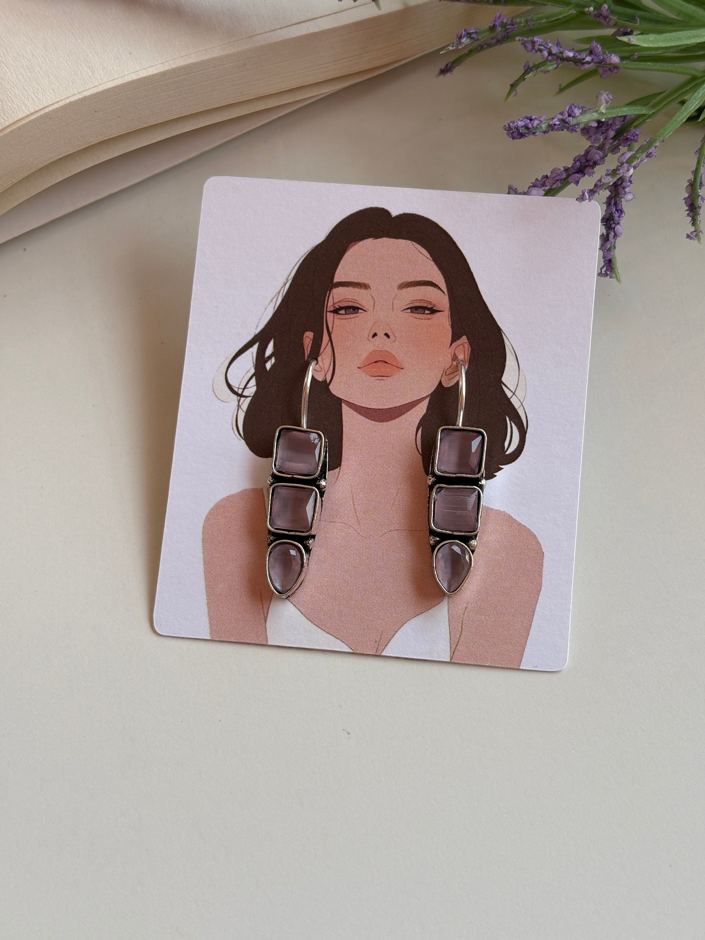 Elegant stone drop earrings