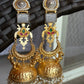 Heritage Temple Jhumka Earrings with deer Motif & Pearl Drops