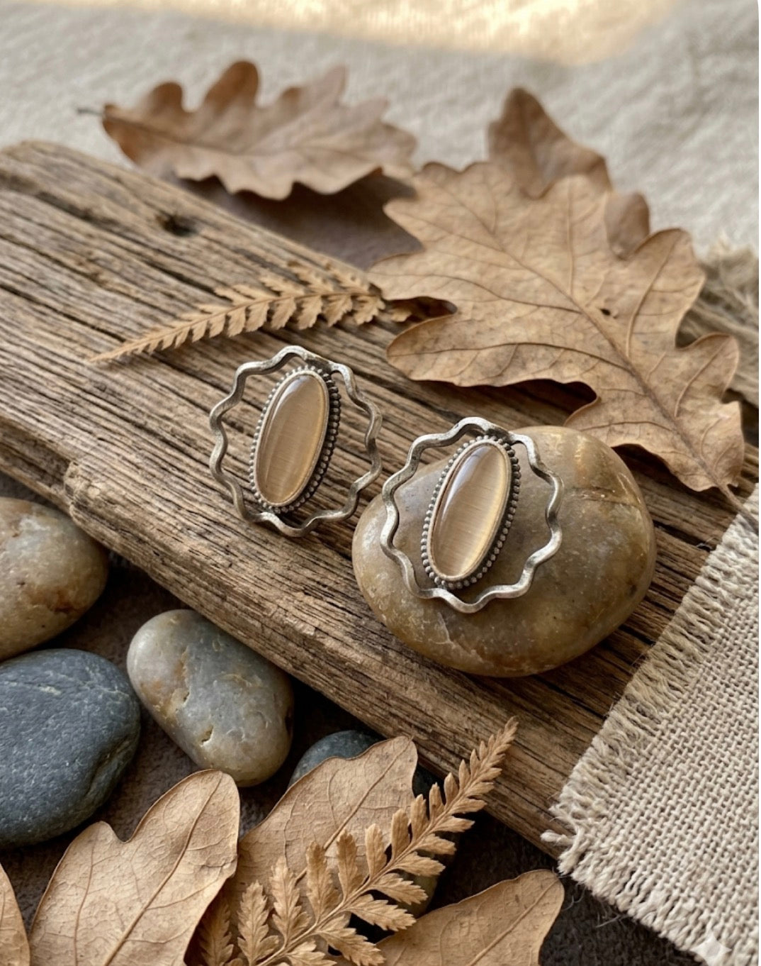 Oxidized Silver Stud Earrings for Women,