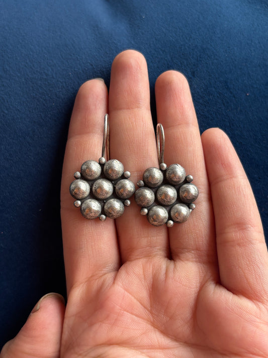 Tribal Dome Cluster Oxidized Earrings
