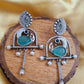 Antique Oxidised Peacock Earrings