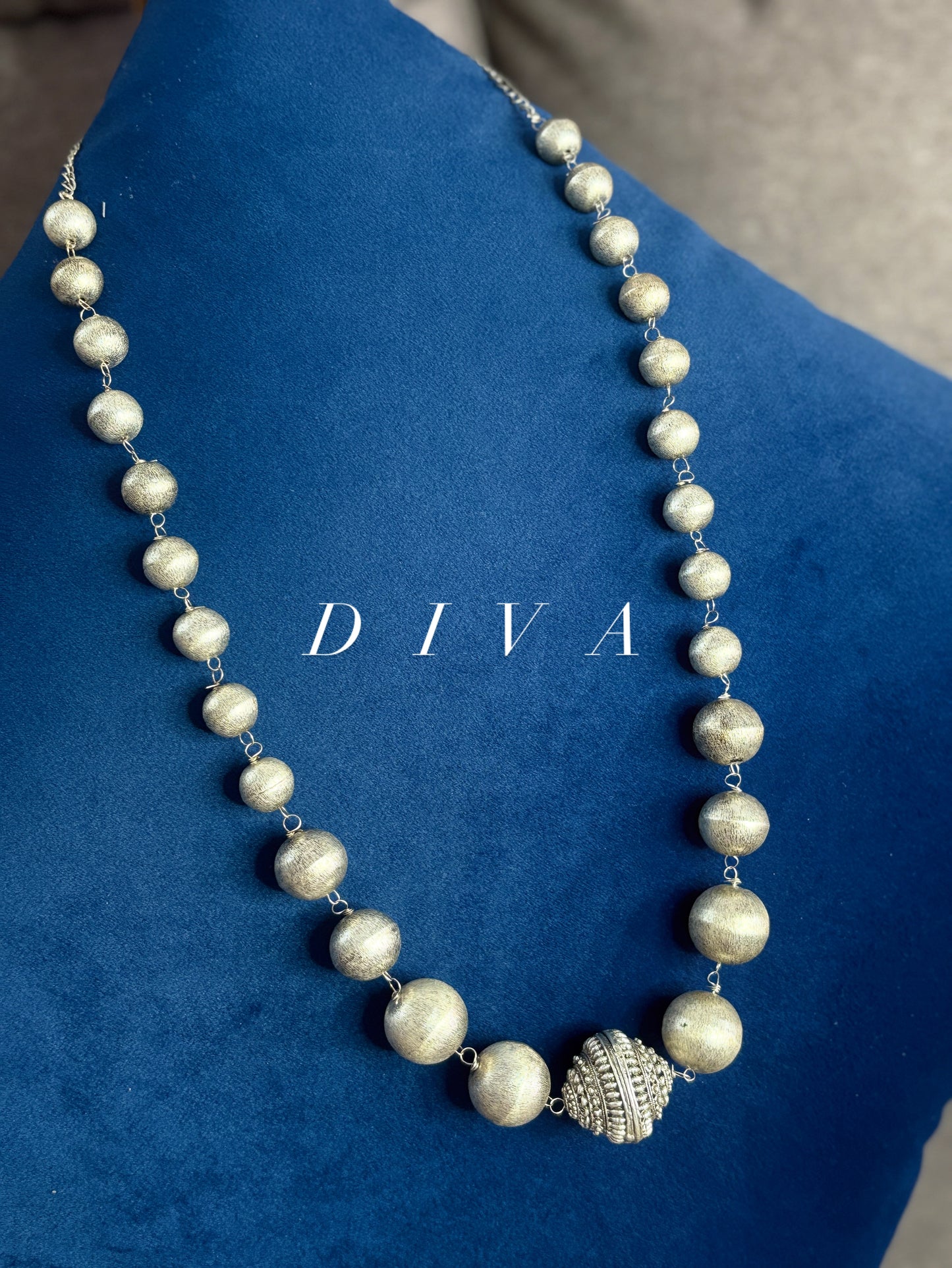 Elegant Antique Silver Beaded Necklace