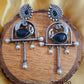 Antique Oxidised Peacock Earrings