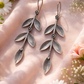 Oxidised Silver Leaf Drop Earrings for Women | Elegant Statement Jewellery
