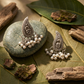 Oxidised Silver Pearl Drop Earrings for Women | Boho Ethnic Stud Earrings