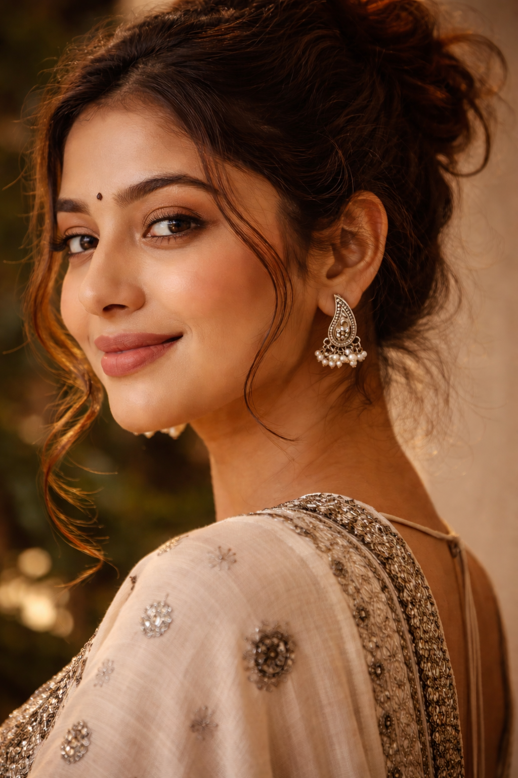 Oxidised Silver Pearl Drop Earrings for Women | Boho Ethnic Stud Earrings