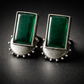 Oxidised silver earrings rectangular stone stud design for women