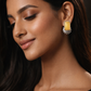 Oxidised silver earrings rectangular stone stud design for women