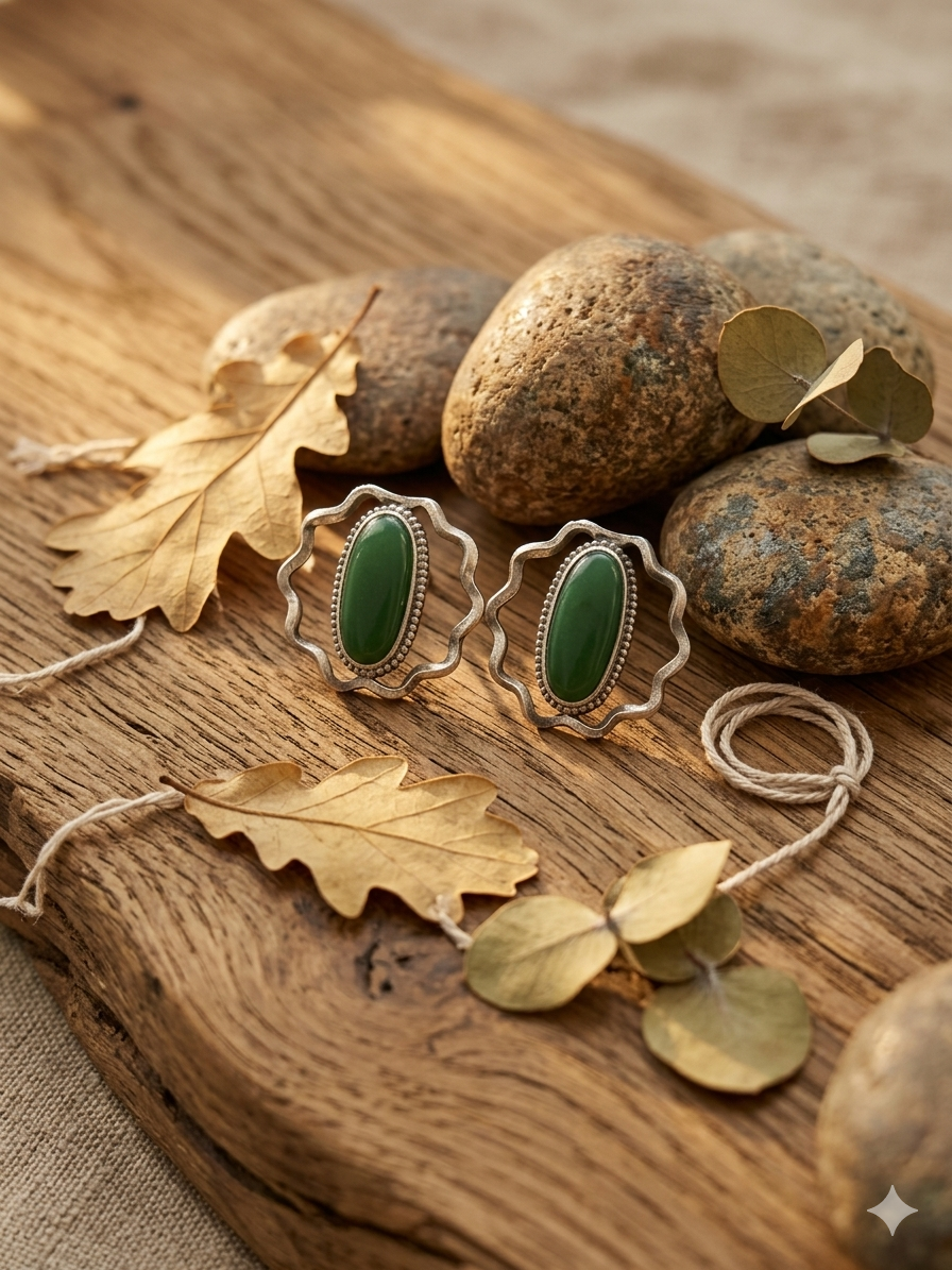 Oxidized Silver Stud Earrings for Women,