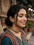 Oxidized Ear Cuff Earrings for Women | Boho Silver Statement Jewellery