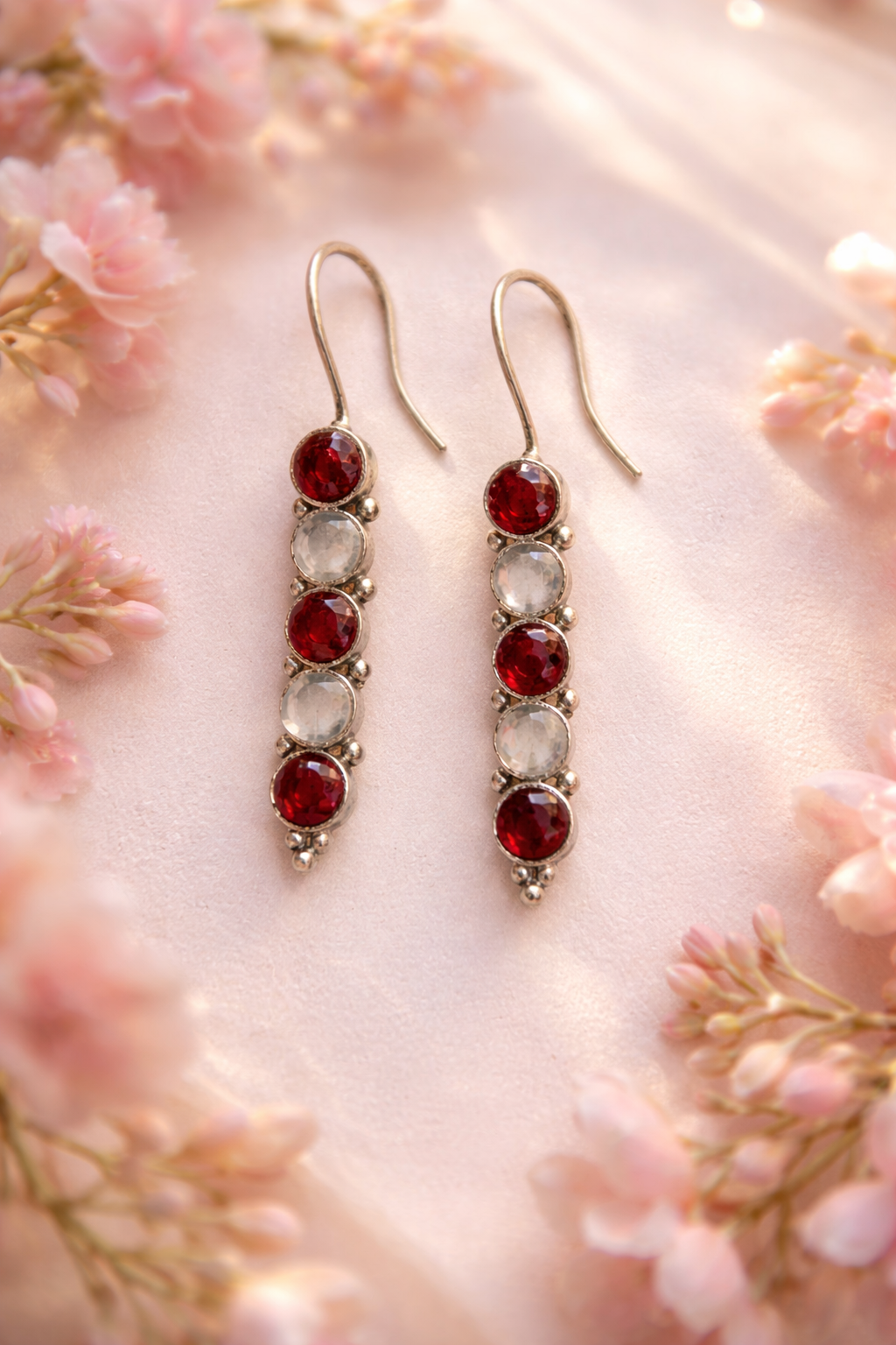 Oxidised Stone Drop Earrings for Women |