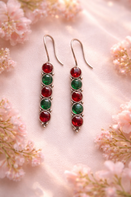 Oxidised Stone Drop Earrings for Women |