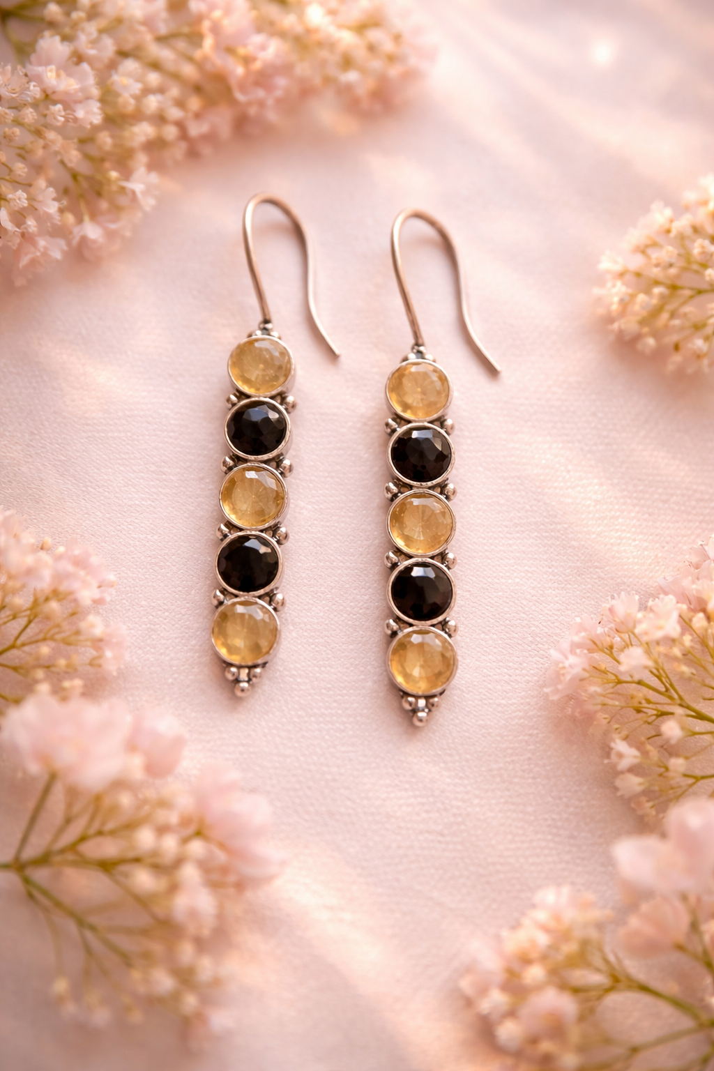 Oxidised Stone Drop Earrings for Women |