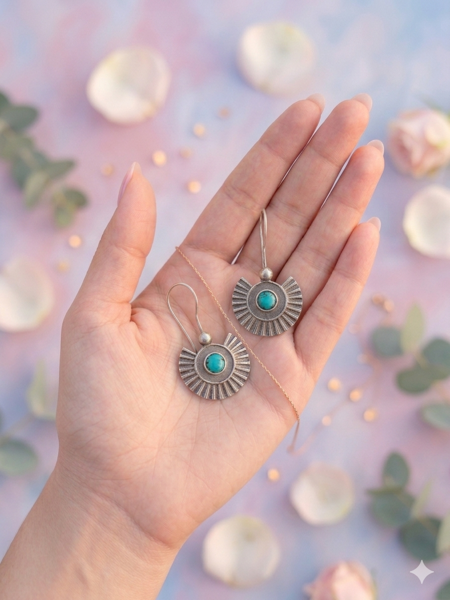 oxidised-silver-sunburst-drop-earrings