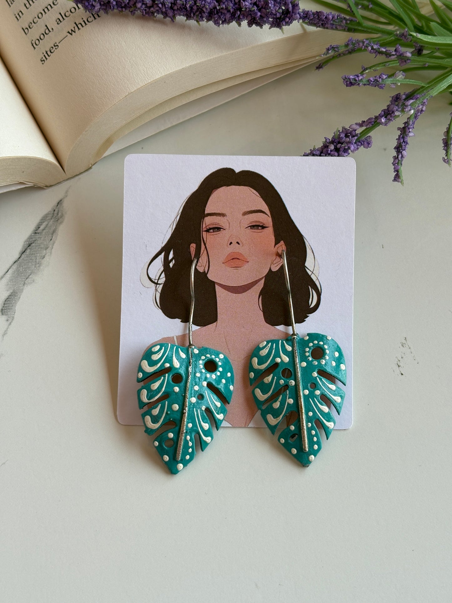 Leaf drop oxidised earrings