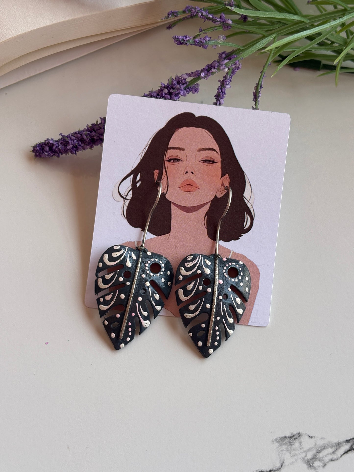 Leaf drop oxidised earrings